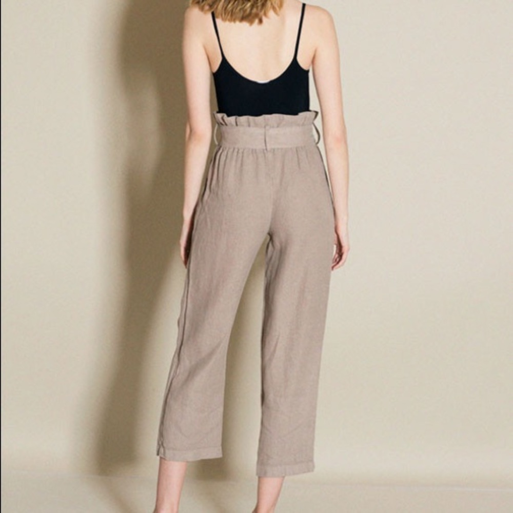 Black Crane Burlap Pants in Oatmeal - Picture 4 of 13